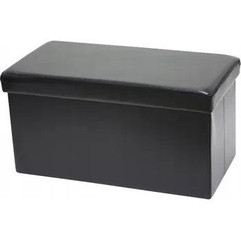 Taburet PUF TABURET SKLÁDACÍ SEDÁK S ÚLOŽNÝM PROSTOREM 60x30x30 cm ČERNÁ EKOKŮŽE