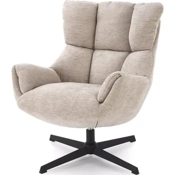 Křeslo Relaxační otočné křeslo ARANAKA — kov, látka, béžová