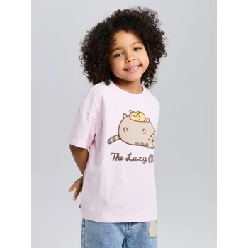 Dívčí tričko Sinsay - Bavlněná košilka s potiskem Pusheen the Cat - levandulová - 874HE-04X - 874HE-04X-128