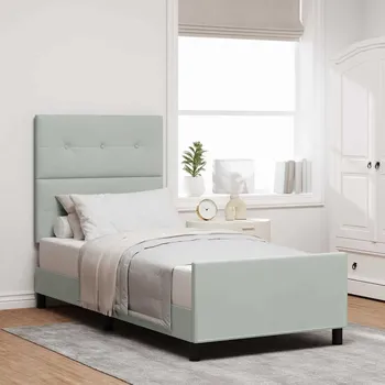 Postel vidaXL Postel s boxspringem s čelo Světle šedá 90 x 190 cm samet [3344909]