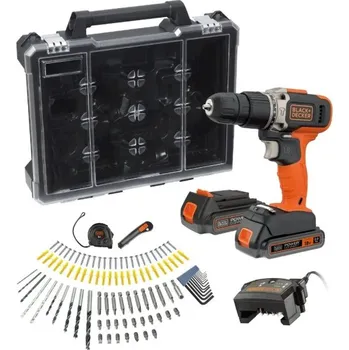 BLACK+DECKER Aku vrtačka 18V s příklepem a příslušenstvím BCD003D2AMB