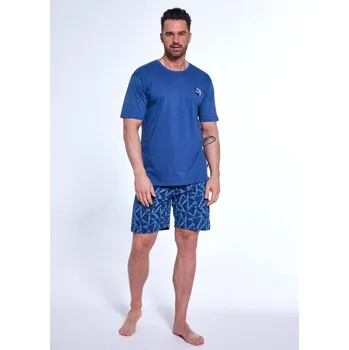 Pánská noční košile CORNETTE Pyžamo pánské 326/176 EMBLEM KR Barva: jeans, Velikost: XL