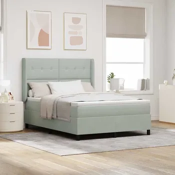 Postel vidaXL Postel s boxspringem s matrací Světle šedá 140 x 200 cm samet [3342008]