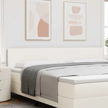 vidaXL LED hlavová deska s čelo Krémová 200 cm Polyester [3338039]