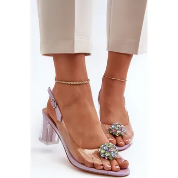 Dámské sandále Průhledné sandály na podpatku MR38-112 Barva: Fialová, Velikost: 40