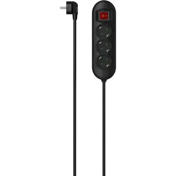 Prodlužovací kabel Hama 3cestný prodlužovací kabel s vypínačem, optimalizovaná poloha vypínače, 1,4 m, černý, SDL 3F