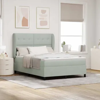 Postel vidaXL Postel s boxspringem s čelo Světle šedá 190 x 140 cm Polyester [3340922]