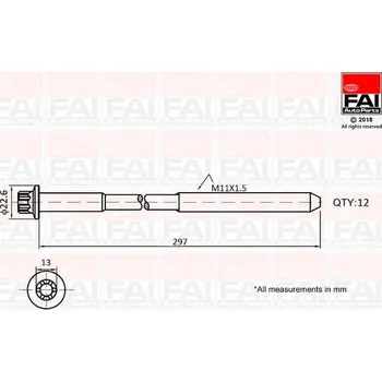 Motor automobilu Sada šroubů hlavy válce FAI AutoParts B1137