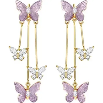 Náušnice JAY Náušnice s fialovými krystaly Alfonsa - motýl, stříbrné zapínání JAY-9098-DS56053 Fialová