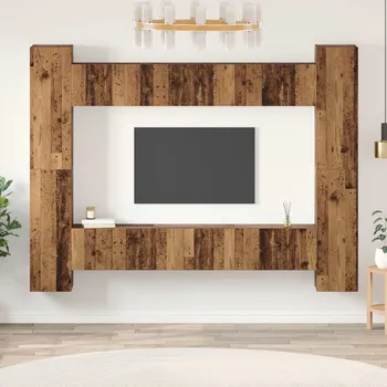 Obývací stěna vidaXL Sestava TV skříněk 10 pcs Staré dřevo 30,5 x 30 x 90 cm [3393228]