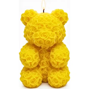 Svíčka Vonná svíčka Medvídek z růží | 105 g | Svíčkománie3D | Barva: Žlutá