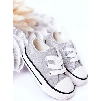 Dívčí obuv Boto Dětské Brokátové Tenisky Bling-Bling Barva: Stříbrná, Velikost: 19