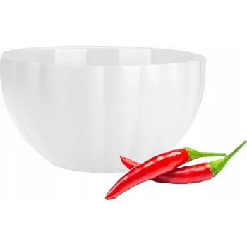 Miska salátová mísa porcelánová 600 ml bílá matná s ryhovaným vzorem proužků