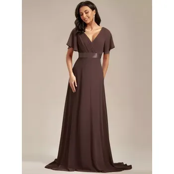Dámské šaty Ever Pretty večerní a společenské šaty EP09890-7 čokoládově hnědá 3XL