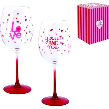 Sklenice Easy Life, Itálie Sklenice na víno 500 ml - Easy Life - Malá srdíčka - sada 2 ks