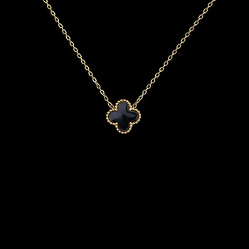 Náhrdelník Jemný náhrdelník Black Clover z pozlacené chirurgické oceli 316L č. 1765