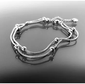 Náramek Dvojitý náramek s kuličkami z oceli č. 1379