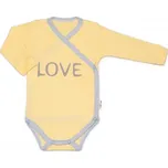 Baby Nellys Kojenecké zavinovací body LOVE - Bílá/Žlutá Barva: Žlutá, Velikost: 74