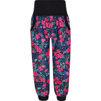 Dívčí kalhoty V-mart Letní softshellové kalhoty růžové květy Barva: Růžová, Velikost: 86