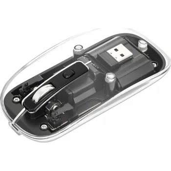 Myš Manhattan Funkmaus USB-A myš 4 tlačítka RGB LED černá průhledná