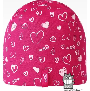 Kojenecká čepice Dráče Dětská čepice srdce - Malinová Velikost: 46-48
