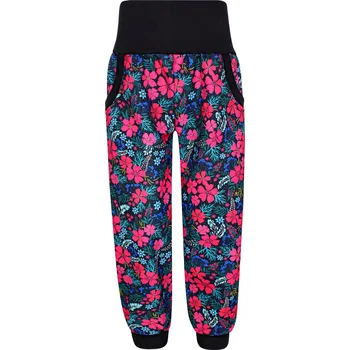 Dívčí kalhoty V-mart Softshellové kalhoty zateplené růžové květy Velikost: 86