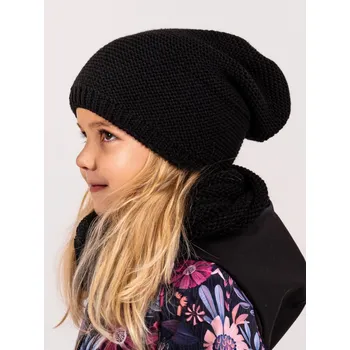 Čepice Unuo Dětská zimní čepice s fleecem - Černá Velikost: M