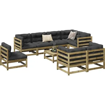 Zahradní sestava vidaXL 9dílná zahradní sedací souprava masivní borovice [3299510] Barva: Přírodně impregnované