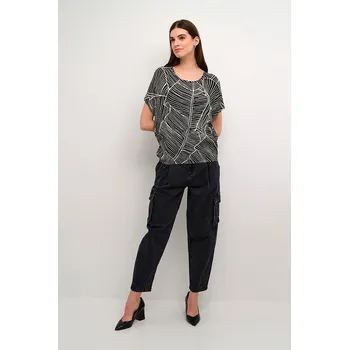 Dámské tričko Kaffe Schwarz/ Weiß 5111416 34