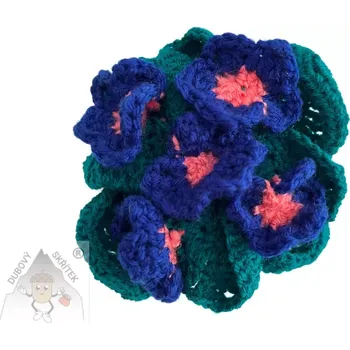 Velikonoční dekorace Dubový skřítek Primulka z háčku v hrníčku tmavě modrá - květina, která nikdy neuvadne