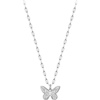 Náhrdelník JAY Ocelový náhrdelník s motýlem - chirurgická ocel JAY-9012-ZS56164 Stříbrná 44 cm + 5 cm (prodloužení)
