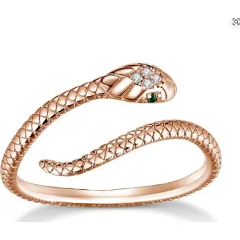 Náušnice B-TOP Růžově pozlacený nastavitelný prsten Retro Snake - Stříbro 925