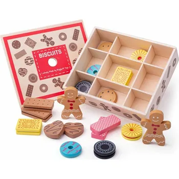 Dřevěná hračka Hračka Bigjigs Toys Wooden Box sada s dřevěnými sušenkami