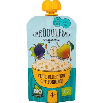 Rudolfs BIO ovocná kapsička s ovesnou kaší 110 g, hruška/borůvka