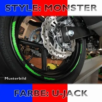 Samolepicí dekorace na vozidlo HSM Proužky na ráfky Monster, trikolora Union Jack, 7mm široké, pro 16-19 palcová kola