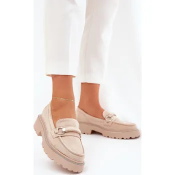 Dámské mokasíny Dámské Mokasíny Ozdobené Zirkony Patina Barva: Béžová, Velikost: 41