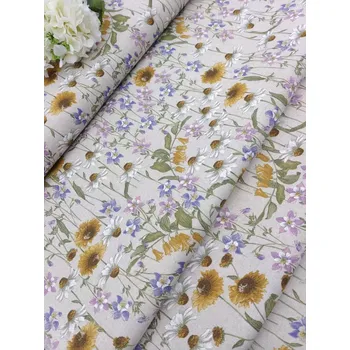 Dekorační látka - letní louka s kopretinami