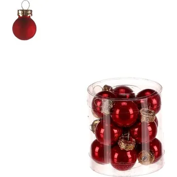 Vánoční dekorace Autronic Kulaté skleněné ozdoby - pr. 2 cm, červené, cena za balení (12 ks), sada 6 ks