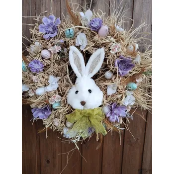 Velikonoční dekorace Velikonoční věnec,, Bílý zajíček,,