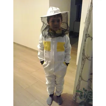  Dětská včelařská kombinéza s kloboukem – bílá se žlutými kapsami