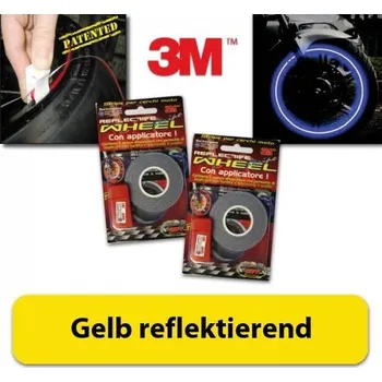 Autodoplněk HSM 3M proužky na ráfky kola reflexní žluté, 5mm, 7 metrů včetně adaptéru, pro 19-21 palcová k