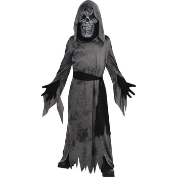 Karnevalový kostým Amscan / Riethmüller Dětský kostým Duch šedočerný s maskou, vel. 128-140