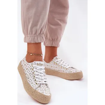 Dámská obuv Vzorované dámské tenisky na platformě s pleteninou Lee Cooper LCW-25-08-3646L Khaki Barva: Zlatá, Velikost: 37