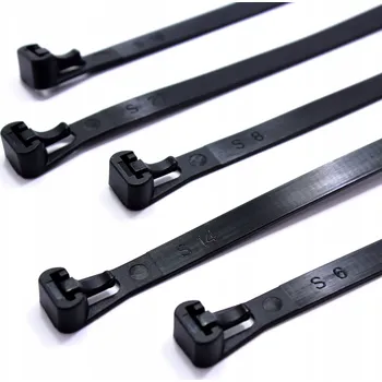 Stahovací páska 100 x KABELOVÁ PÁSKA STAHOVACÍ PÁSKY 7,5 mm x 250 100 kusů ČERNÁ NITEO