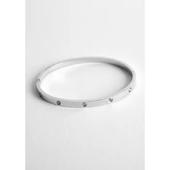 Náramek PEVNÝ STŘÍBRNÝ NÁRAMEK S KAMÍNKY CHIRURGICKÁ OCEL PECA del SOL