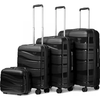 KONO set skořepinových kufrů 17/39/70/105 L - polypropylen - černá K2094L