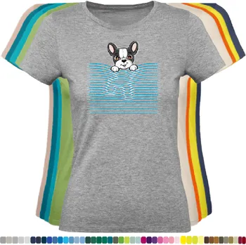 Dámské tričko damske-levne-bavlnene-tricko-digitalni-potisk-pejsek-vlnky-roleta Barva: Grey melange - šedá směs, velikost: XS