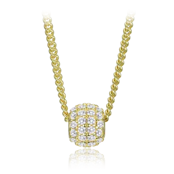 Náhrdelník Moonlit Stříbrný náhrdelník s kruhovým přívěskem ze zirkonů pozlacený