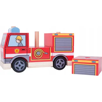 Dřevěná hračka Vkládačka Bigjigs Toys Stacking Fire Engine Hasičský vůz dřevený nasazovací