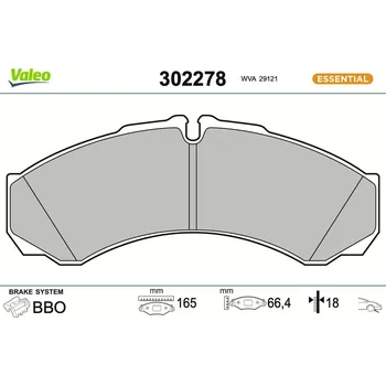 Brzdová destička Sada brzdových destiček, kotoučová brzda VALEO 302278